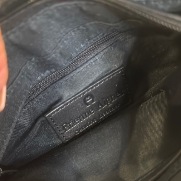 Etienne Aigner Leather Navy Blue Crossbody Bag with Gold Accents - Picture 2 of 7